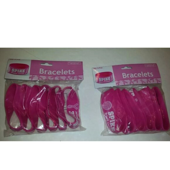 96 ~ Spike Breast Cancer Big Band Volleyball Bracelets Cancer Awareness - Picture 4 of 4